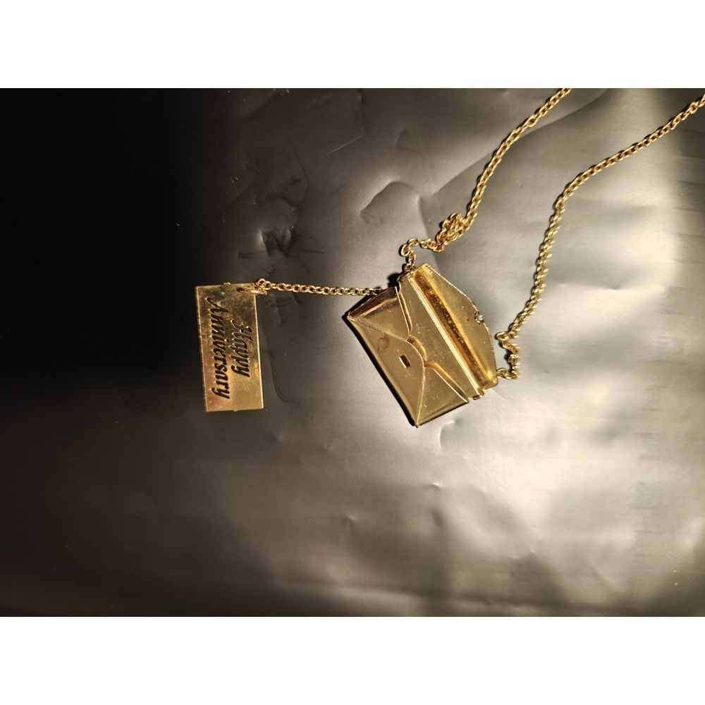 Gold Tone Envelope Necklace Anniversary‎ Gift